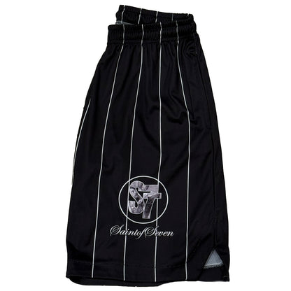 Black Pinstripe Astro Shorts