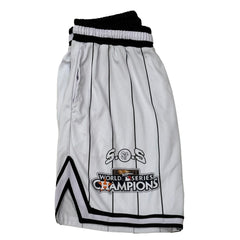 White Pinstripe Astro Shorts