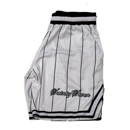White Pinstripe Astro Shorts