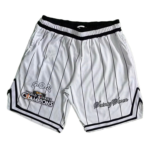 White Pinstripe Astro Shorts